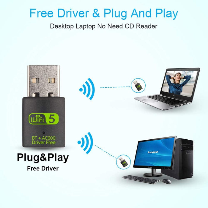 USB WiFi Bluetooth Combo Adapter 600Mbps Dual Band 2.4/5Ghz Wireless Network Receiver